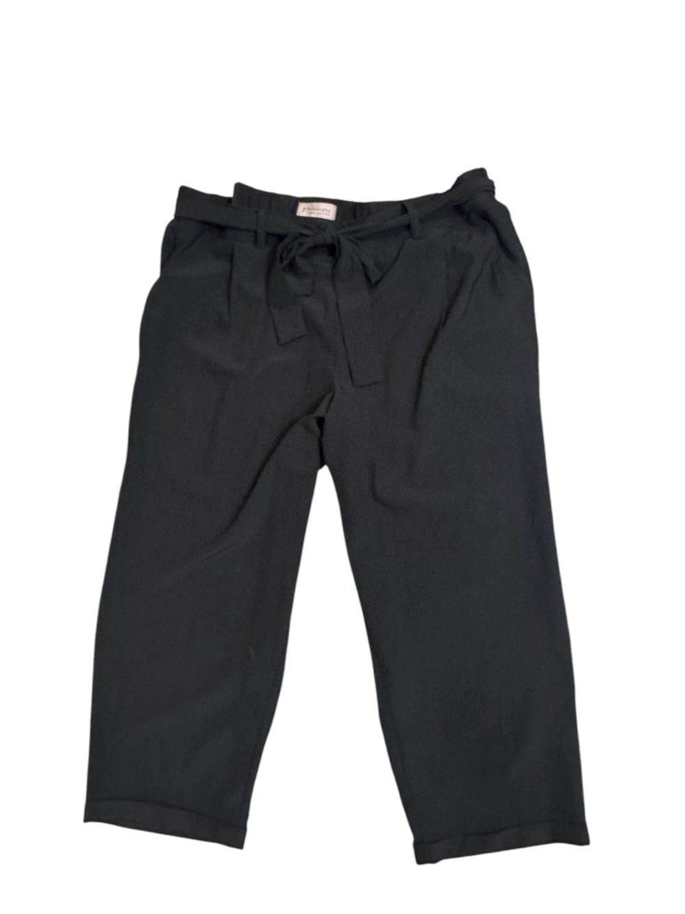 Philosophy Women Pants 1X Black Tie Waist Cropped Pull On Wide Leg NWOT